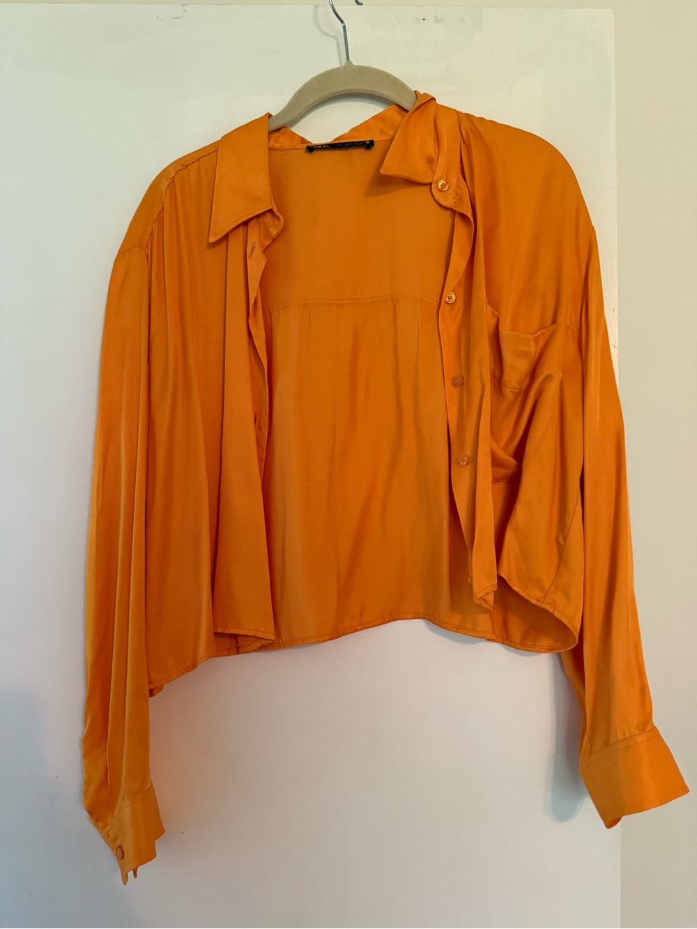 Zara Orange Button-Front Women’s Blouse